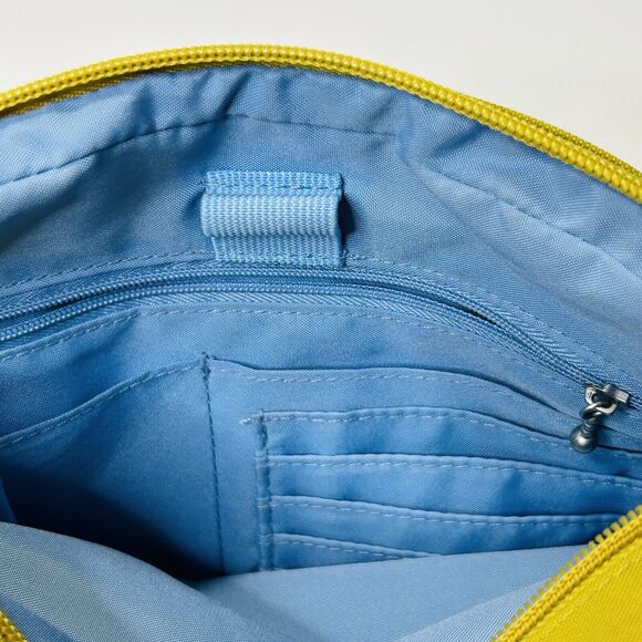 Baggallini Highrise Crossbody Purse Yellow Nylon Double Zipper Top - Picture 8 of 12